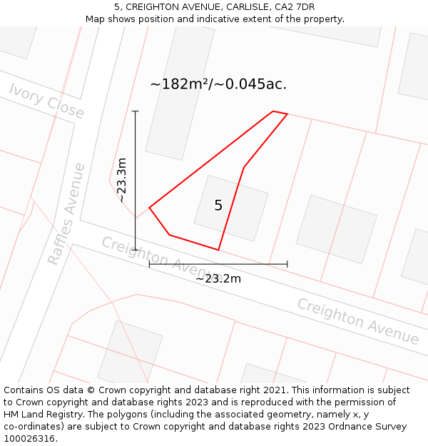 5, CREIGHTON AVENUE, CARLISLE, CA2 7DR: Plot and title map