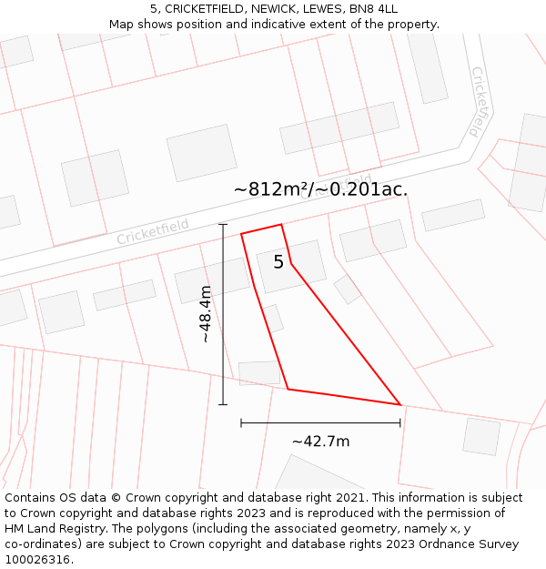 5, CRICKETFIELD, NEWICK, LEWES, BN8 4LL: Plot and title map