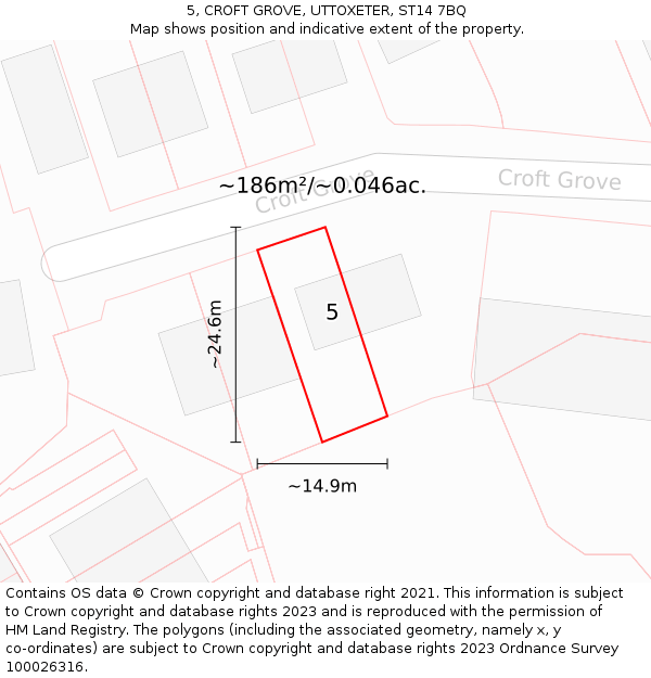 5, CROFT GROVE, UTTOXETER, ST14 7BQ: Plot and title map