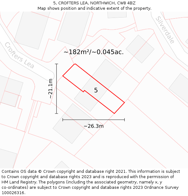 5, CROFTERS LEA, NORTHWICH, CW8 4BZ: Plot and title map