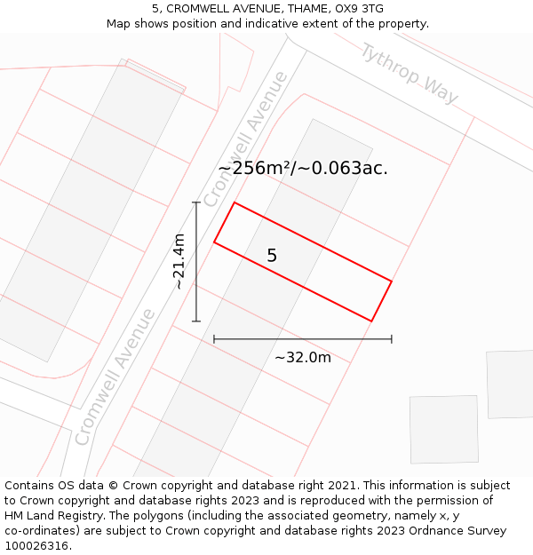 5, CROMWELL AVENUE, THAME, OX9 3TG: Plot and title map