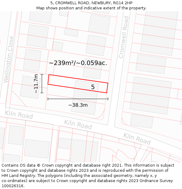 5, CROMWELL ROAD, NEWBURY, RG14 2HP: Plot and title map