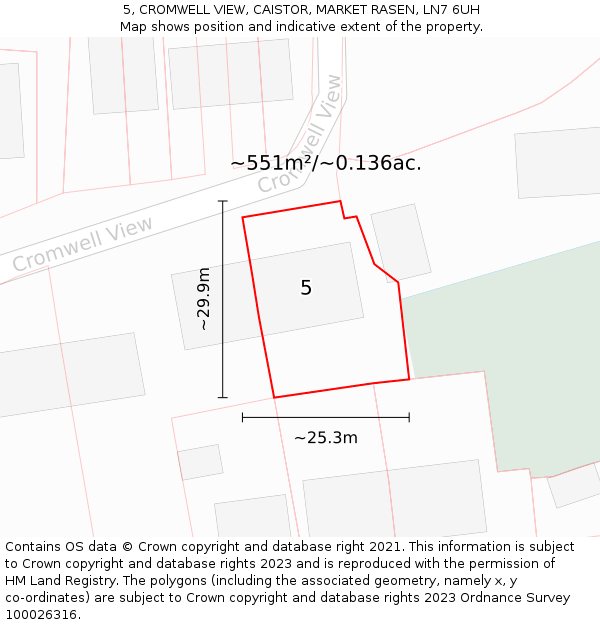 5, CROMWELL VIEW, CAISTOR, MARKET RASEN, LN7 6UH: Plot and title map