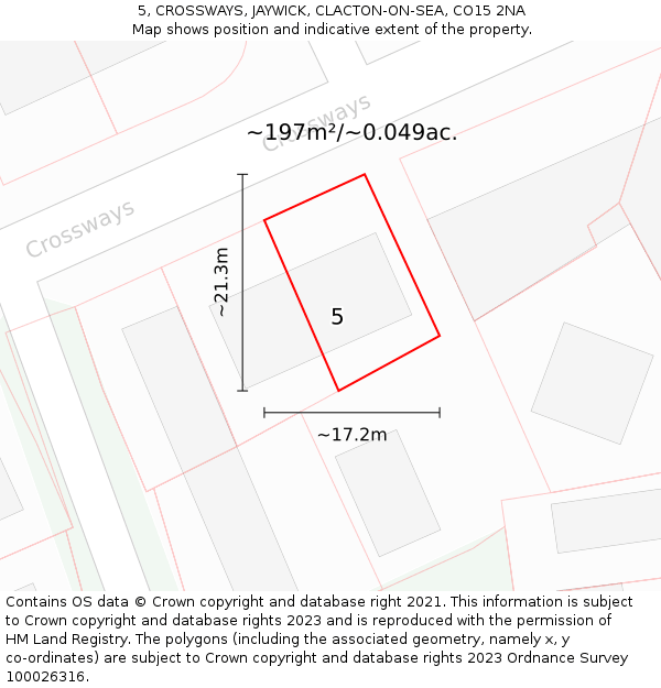 5, CROSSWAYS, JAYWICK, CLACTON-ON-SEA, CO15 2NA: Plot and title map