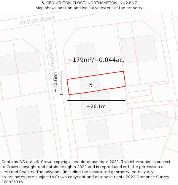 5, CROUGHTON CLOSE, NORTHAMPTON, NN2 8NZ: Plot and title map