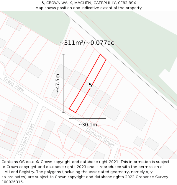 5, CROWN WALK, MACHEN, CAERPHILLY, CF83 8SX: Plot and title map