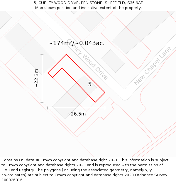 5, CUBLEY WOOD DRIVE, PENISTONE, SHEFFIELD, S36 9AF: Plot and title map
