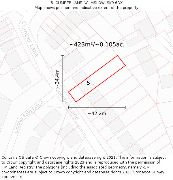 5, CUMBER LANE, WILMSLOW, SK9 6DX: Plot and title map