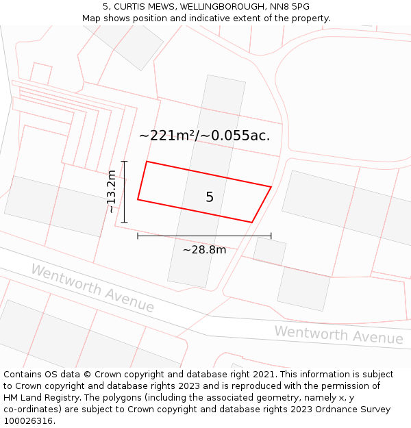 5, CURTIS MEWS, WELLINGBOROUGH, NN8 5PG: Plot and title map