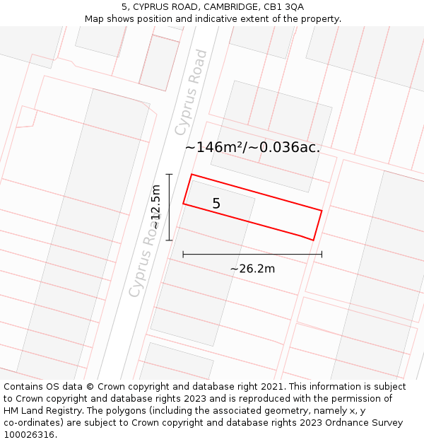 5, CYPRUS ROAD, CAMBRIDGE, CB1 3QA: Plot and title map