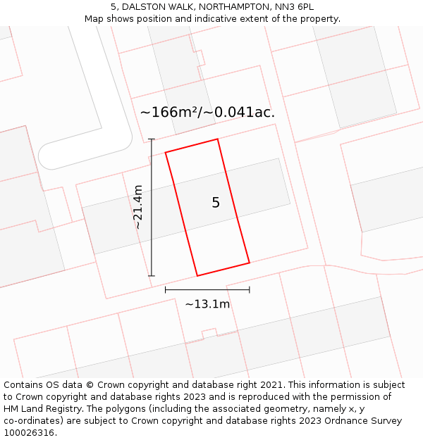5, DALSTON WALK, NORTHAMPTON, NN3 6PL: Plot and title map