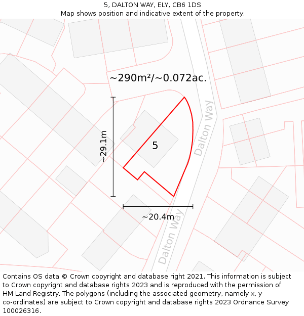 5, DALTON WAY, ELY, CB6 1DS: Plot and title map