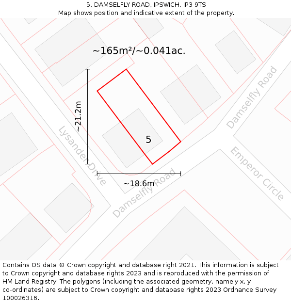 5, DAMSELFLY ROAD, IPSWICH, IP3 9TS: Plot and title map