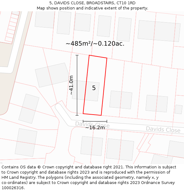 5, DAVIDS CLOSE, BROADSTAIRS, CT10 1RD: Plot and title map
