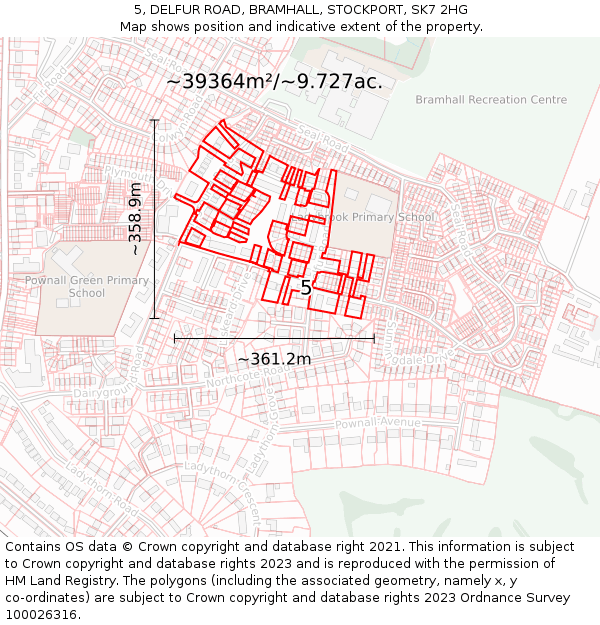 5, DELFUR ROAD, BRAMHALL, STOCKPORT, SK7 2HG: Plot and title map