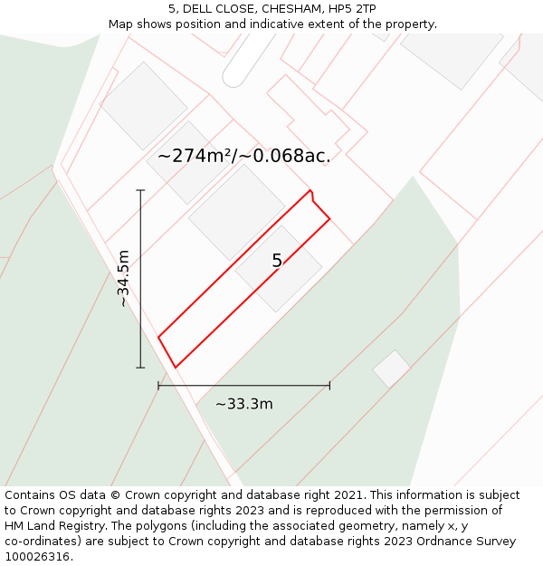 5, DELL CLOSE, CHESHAM, HP5 2TP: Plot and title map