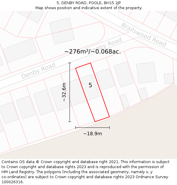 5, DENBY ROAD, POOLE, BH15 2JP: Plot and title map