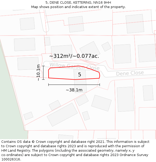 5, DENE CLOSE, KETTERING, NN16 9HH: Plot and title map