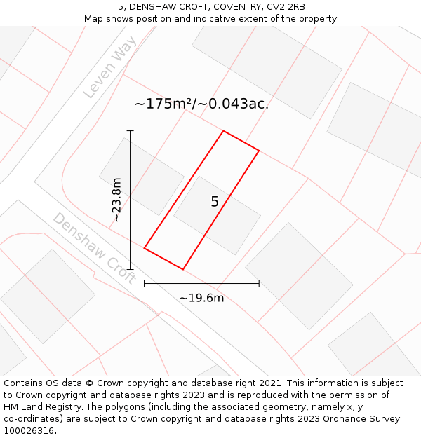 5, DENSHAW CROFT, COVENTRY, CV2 2RB: Plot and title map