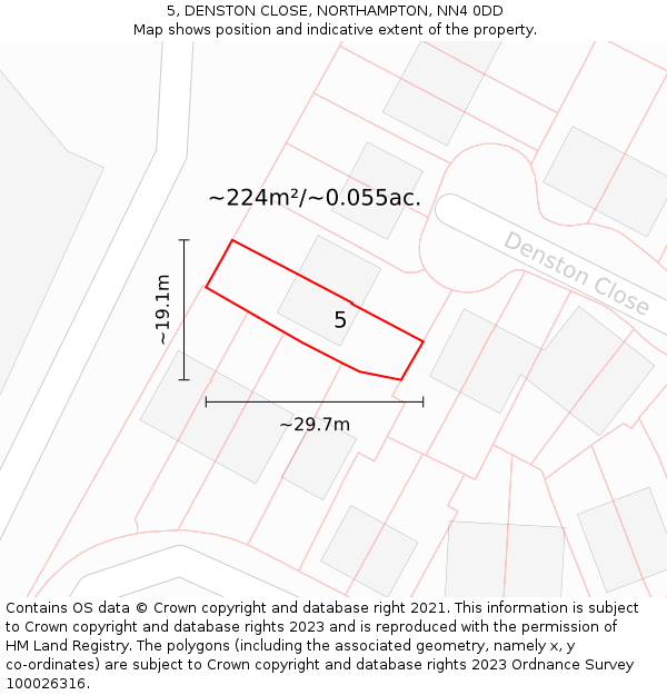 5, DENSTON CLOSE, NORTHAMPTON, NN4 0DD: Plot and title map
