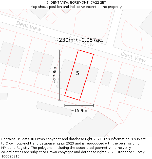 5, DENT VIEW, EGREMONT, CA22 2ET: Plot and title map