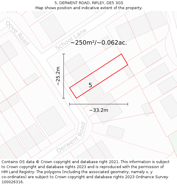 5, DERWENT ROAD, RIPLEY, DE5 3GS: Plot and title map