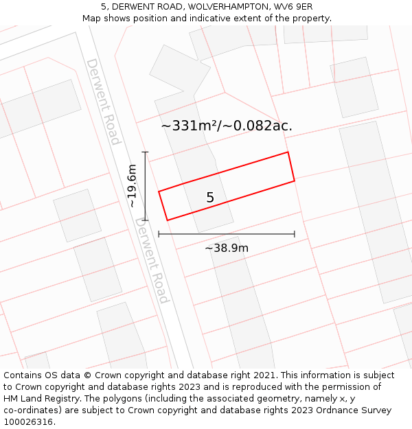 5, DERWENT ROAD, WOLVERHAMPTON, WV6 9ER: Plot and title map