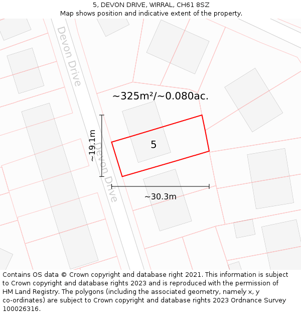 5, DEVON DRIVE, WIRRAL, CH61 8SZ: Plot and title map