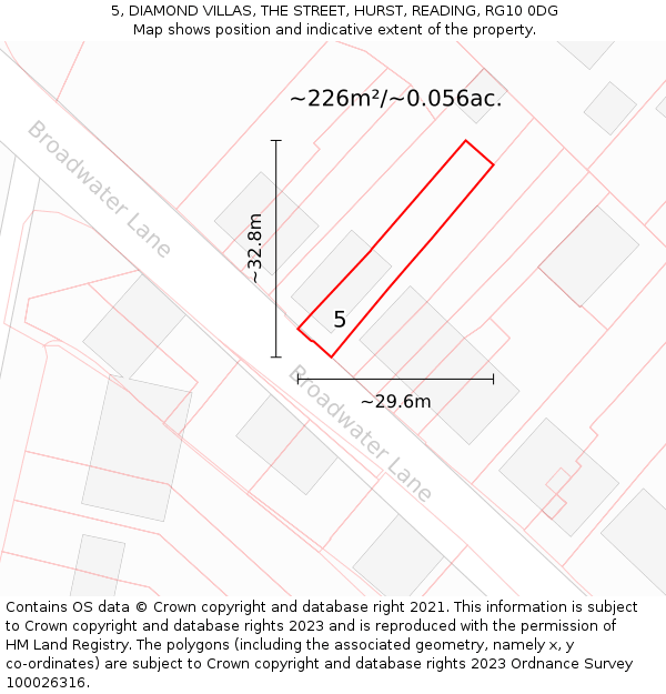 5, DIAMOND VILLAS, THE STREET, HURST, READING, RG10 0DG: Plot and title map