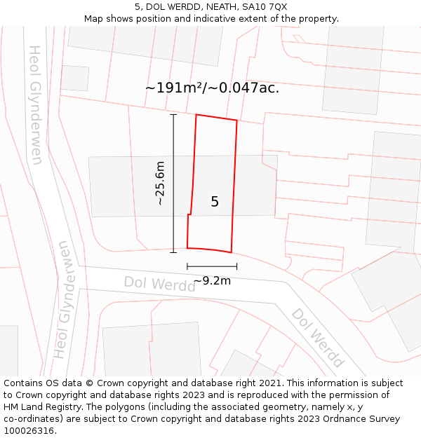 5, DOL WERDD, NEATH, SA10 7QX: Plot and title map