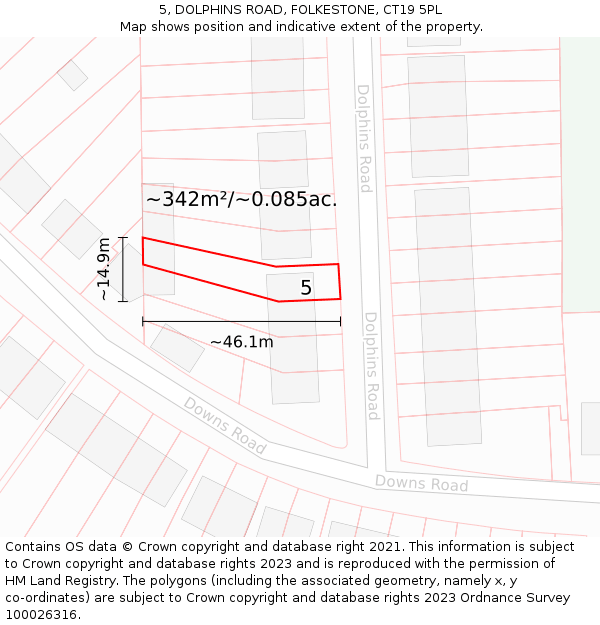 5, DOLPHINS ROAD, FOLKESTONE, CT19 5PL: Plot and title map