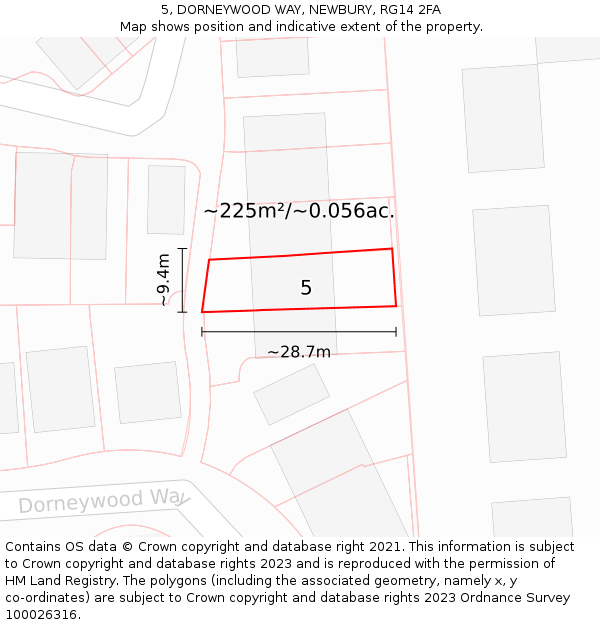 5, DORNEYWOOD WAY, NEWBURY, RG14 2FA: Plot and title map