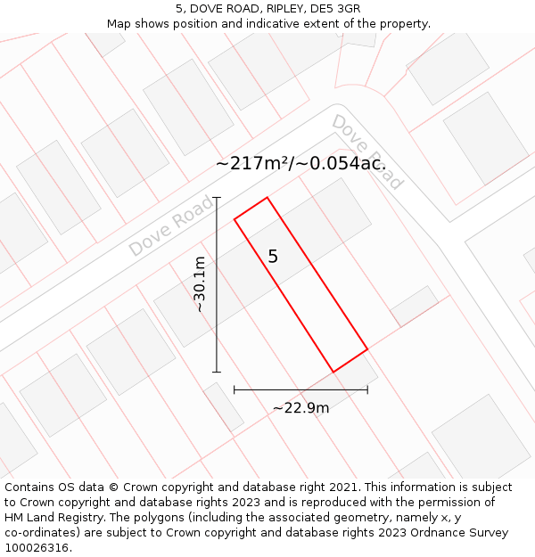 5, DOVE ROAD, RIPLEY, DE5 3GR: Plot and title map