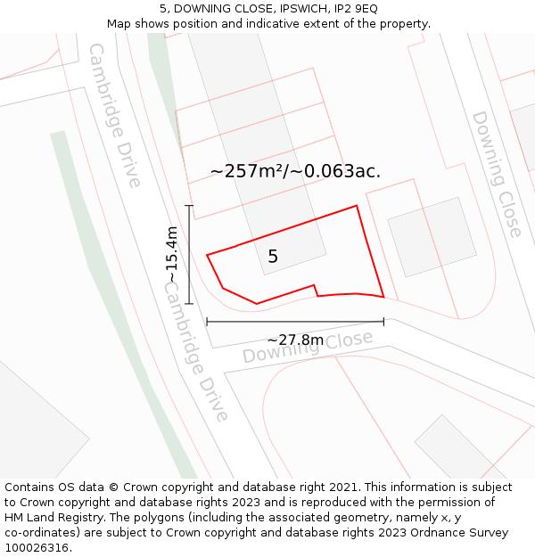 5, DOWNING CLOSE, IPSWICH, IP2 9EQ: Plot and title map