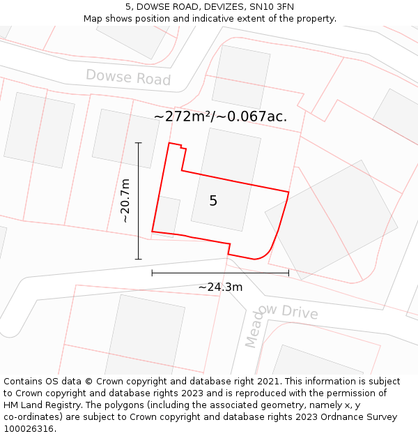 5, DOWSE ROAD, DEVIZES, SN10 3FN: Plot and title map