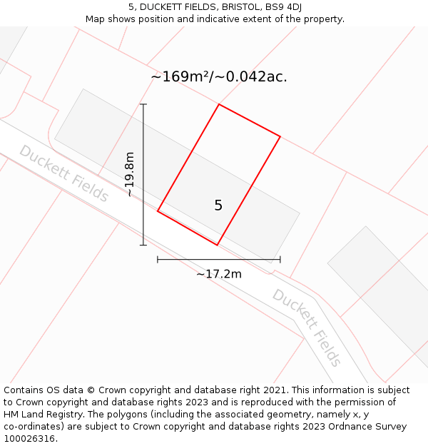 5, DUCKETT FIELDS, BRISTOL, BS9 4DJ: Plot and title map