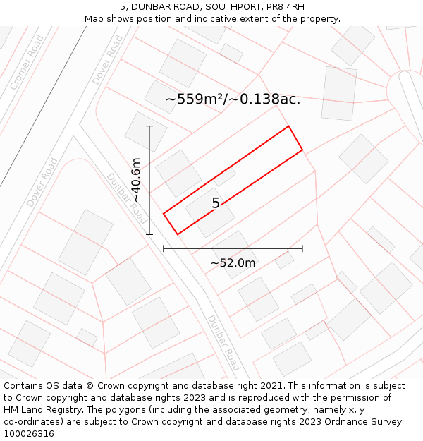 5, DUNBAR ROAD, SOUTHPORT, PR8 4RH: Plot and title map