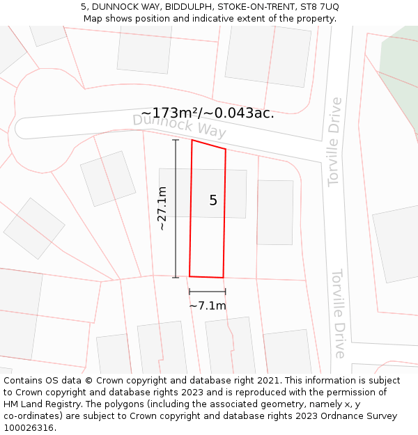 5, DUNNOCK WAY, BIDDULPH, STOKE-ON-TRENT, ST8 7UQ: Plot and title map