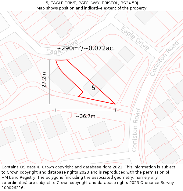 5, EAGLE DRIVE, PATCHWAY, BRISTOL, BS34 5RJ: Plot and title map