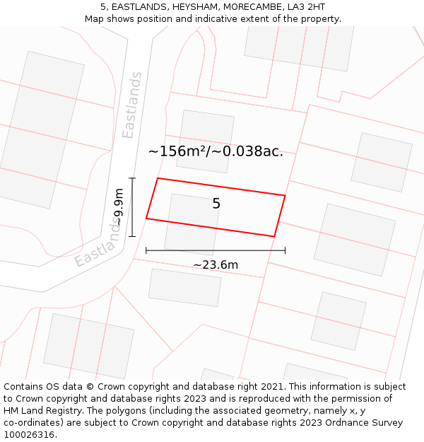 5, EASTLANDS, HEYSHAM, MORECAMBE, LA3 2HT: Plot and title map
