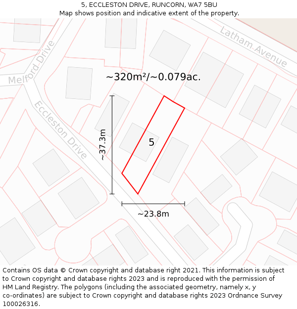 5, ECCLESTON DRIVE, RUNCORN, WA7 5BU: Plot and title map