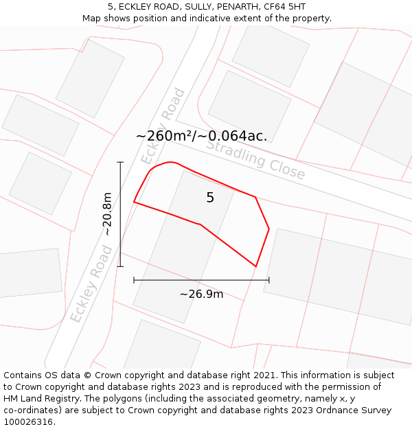 5, ECKLEY ROAD, SULLY, PENARTH, CF64 5HT: Plot and title map