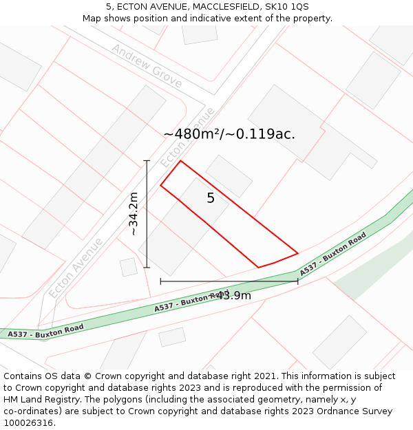 5, ECTON AVENUE, MACCLESFIELD, SK10 1QS: Plot and title map