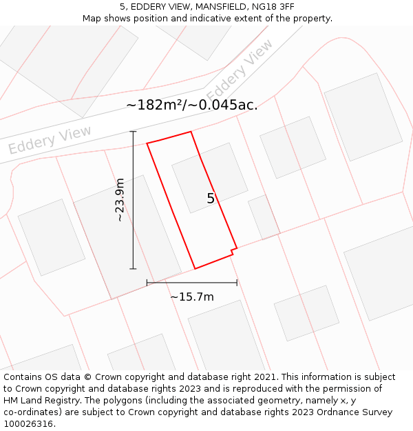 5, EDDERY VIEW, MANSFIELD, NG18 3FF: Plot and title map