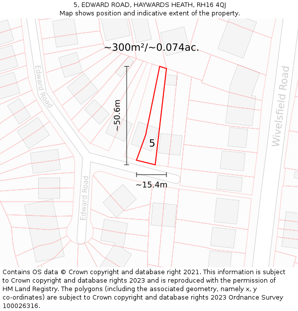 5, EDWARD ROAD, HAYWARDS HEATH, RH16 4QJ: Plot and title map
