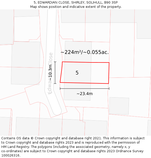 5, EDWARDIAN CLOSE, SHIRLEY, SOLIHULL, B90 3SP: Plot and title map