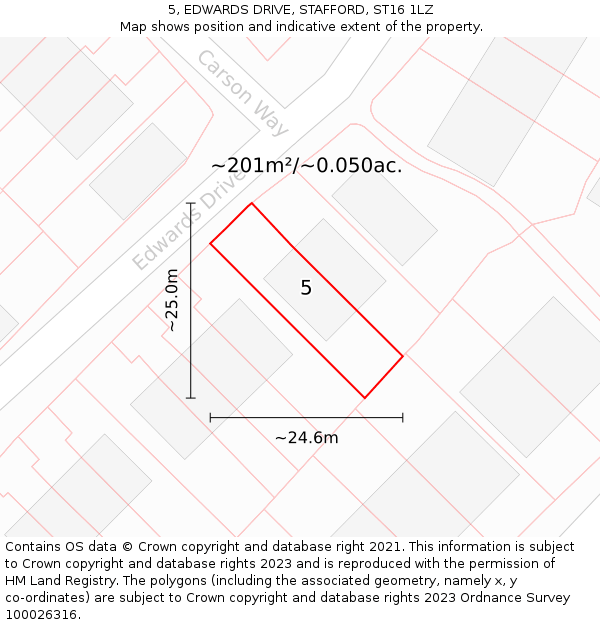 5, EDWARDS DRIVE, STAFFORD, ST16 1LZ: Plot and title map