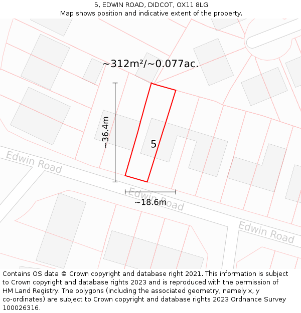 5, EDWIN ROAD, DIDCOT, OX11 8LG: Plot and title map