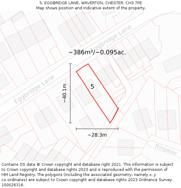 5, EGGBRIDGE LANE, WAVERTON, CHESTER, CH3 7PE: Plot and title map
