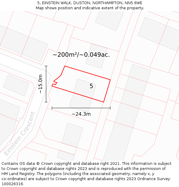 5, EINSTEIN WALK, DUSTON, NORTHAMPTON, NN5 6WE: Plot and title map